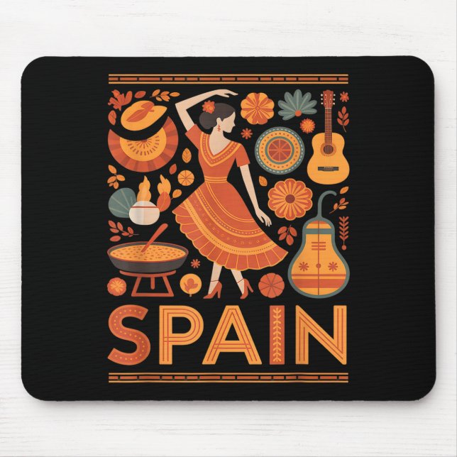 Spain funny spanish culture flamenco guitar paella mouse pad (Front)