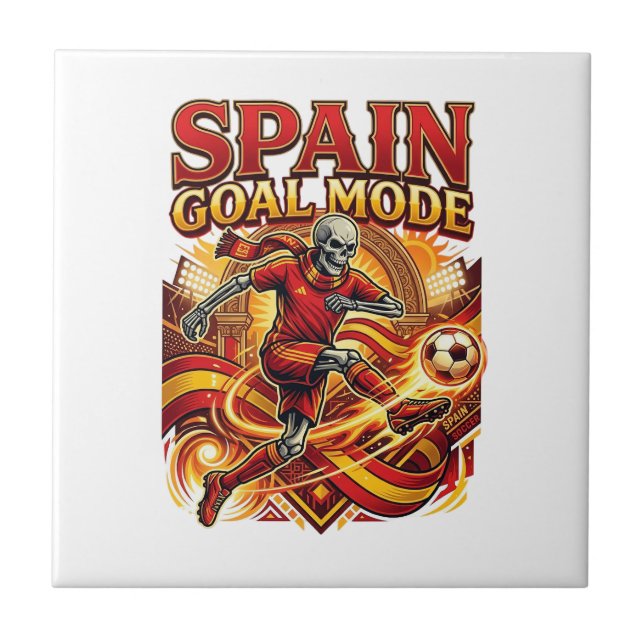 Spain Goal Mode Skeleton Striker Nations Streetwea Ceramic Tile (Front)