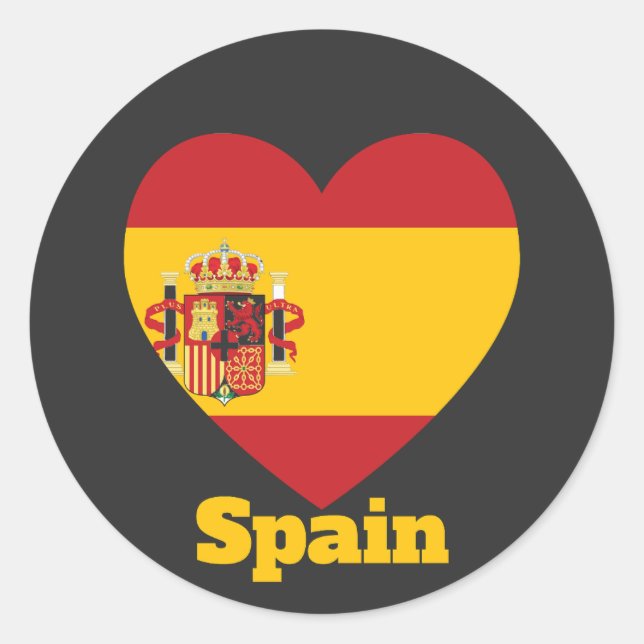 Spain Heart Flag Classic Round Sticker (Front)
