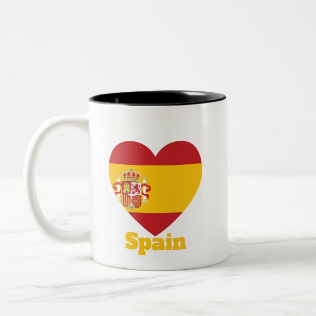 Spain Heart Flag  Two-Tone Coffee Mug (Left)