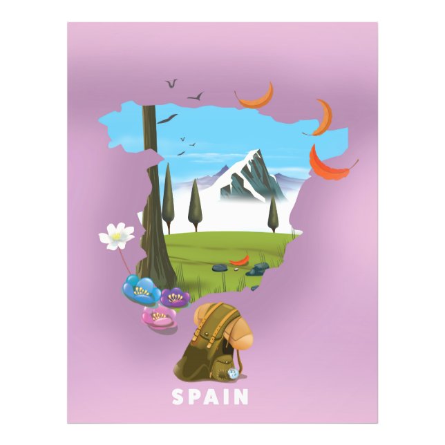 Spain Illustrated map travel poster (Front)