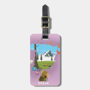 Spain Illustrated map travel poster Luggage Tag