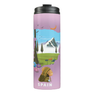 Spain Illustrated map travel poster Thermal Tumbler