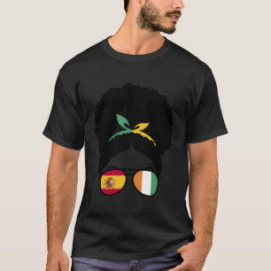 Spain Ivory Coast Mix Afro Hair Half Spanish Half  T-Shirt