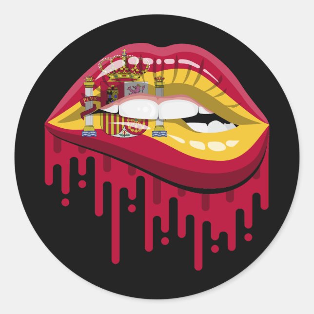 Spain lips pride root flag classic round sticker (Front)