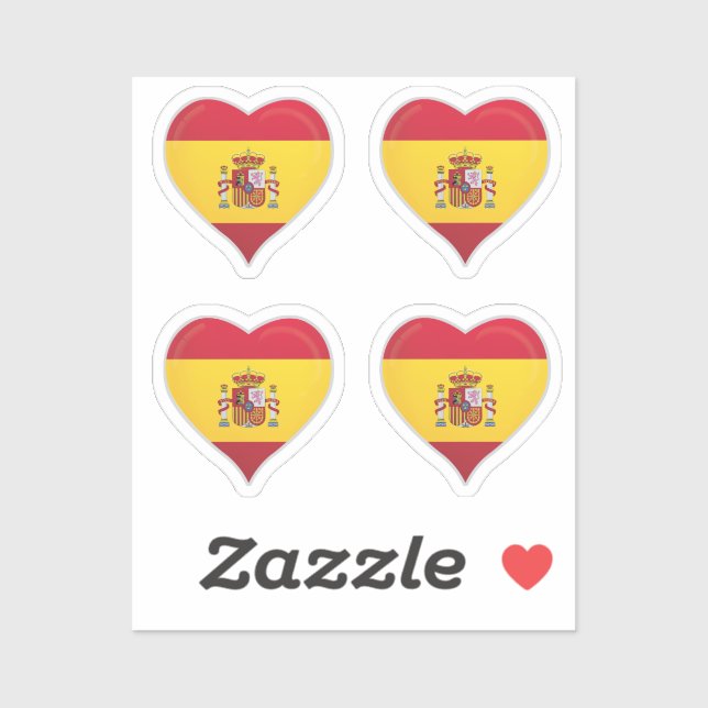 Spain love flag pride heart sticker (Sheet)