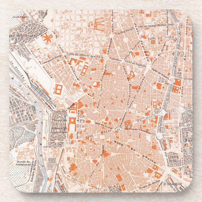 Spain: Madrid Map, C1920 Coaster (Front)
