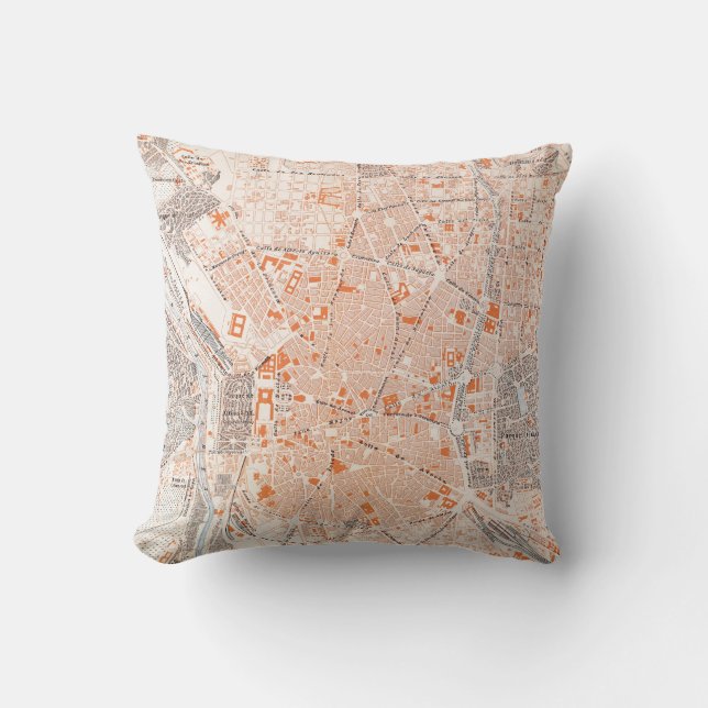 Spain: Madrid Map, C1920 Cushion (Front)