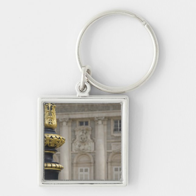 Spain, Madrid. Royal Palace, ornate gilded lamp Key Ring (Front)