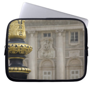 Spain, Madrid. Royal Palace, ornate gilded lamp Laptop Sleeve