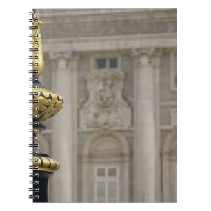 Spain, Madrid. Royal Palace, ornate gilded lamp Notebook