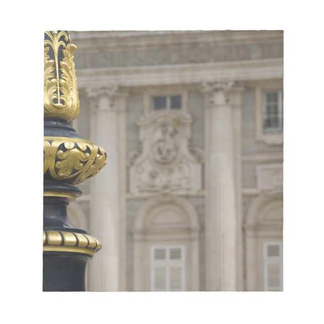 Spain, Madrid. Royal Palace, ornate gilded lamp Notepad (Front)