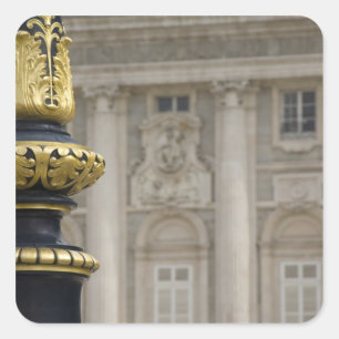 Spain, Madrid. Royal Palace, ornate gilded lamp Square Sticker
