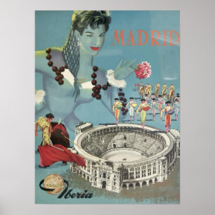 Spain - Madrid Vintage Travel Poster