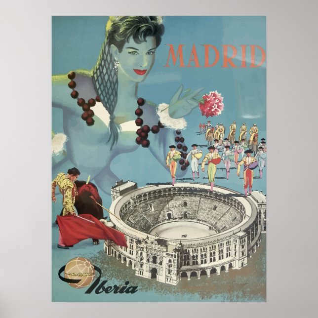 Spain - Madrid Vintage Travel Poster (Front)