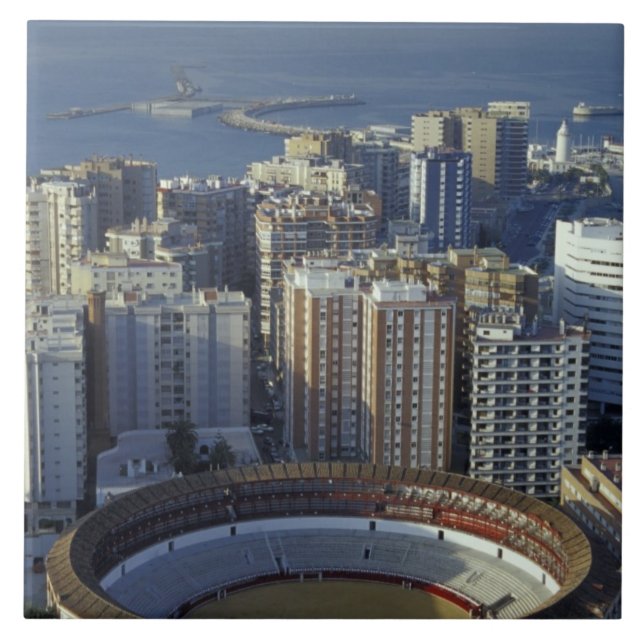 Spain, Malaga, Andalucia View of Plaza de Toros Tile (Front)