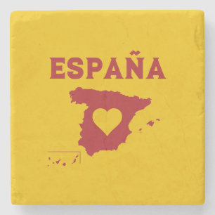 Spain Map España Yellow Red Stone Coaster