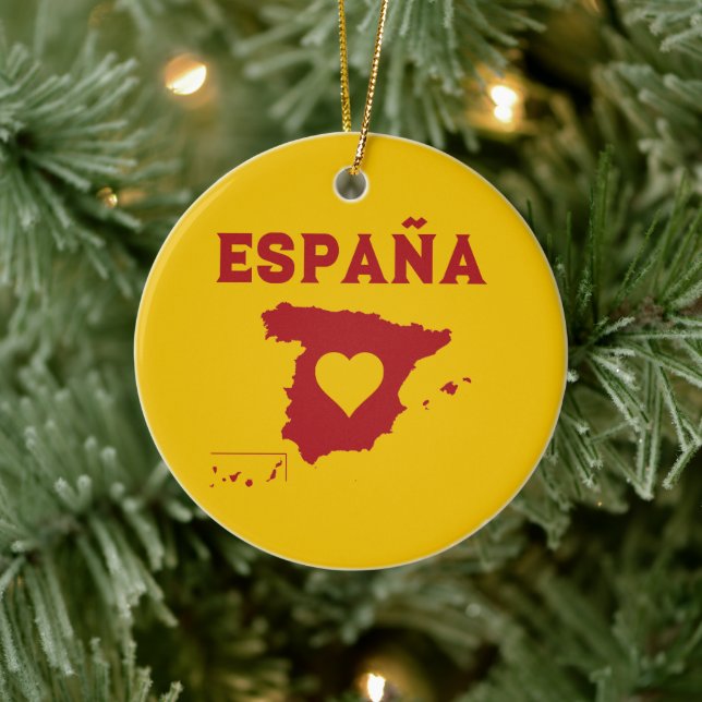 Spain Map Ornament España Yellow Red (Tree)