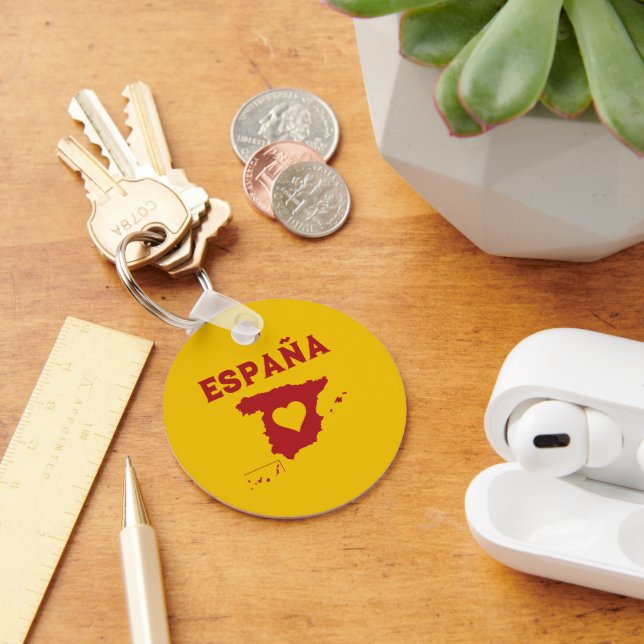 Spain Map Yellow and Red Key Ring (Desk)