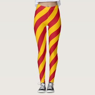 Spain National Flag Colours Diagonal Striped Leggings
