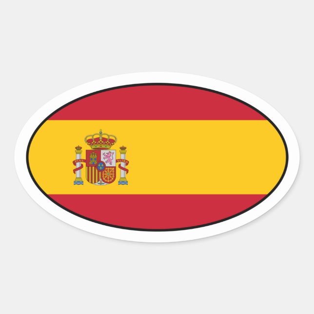 Spain National Flag Oval Sticker (Front)