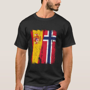Spain Norway Half Flag Spanish Norwegian Ancestry T-Shirt