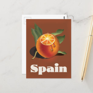 Spain orange travel poster postcard