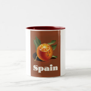 Spain orange travel poster Two-Tone coffee mug