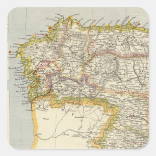 Spain, Portugal 7 Square Sticker