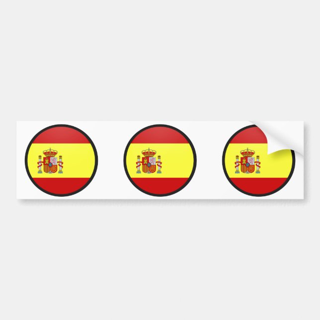 Spain quality Flag Circle Bumper Sticker (Front)