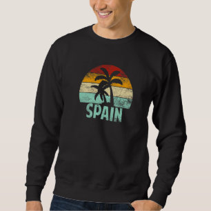 Spain Retro Palm Tree Vintage Sunset Souvenir Vaca Sweatshirt