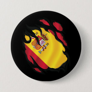 Spain Ripped Flag 7.5 Cm Round Badge