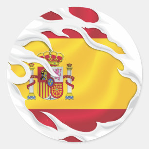 Spain Ripped Flag Classic Round Sticker