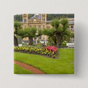 Spain, San Sebastian. Popular seaside resort, 15 Cm Square Badge