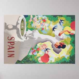 Spain Senorita Birds Flowers Fiesta Garden Poster