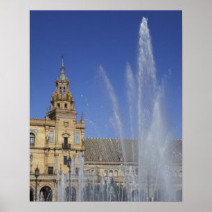 Spain, Sevilla, Andalucia Fountain and ornate Poster