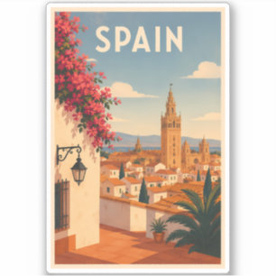 Spain Seville Illustration Travel Art Vintage