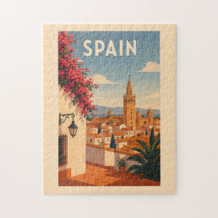 Spain Seville Illustration Travel Art Vintage Jigsaw Puzzle