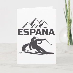 Spain Skier Ski Resort Skiing Vacation Card