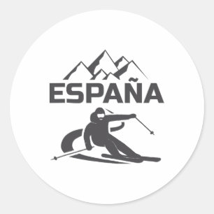 Spain Skier Ski Resort Skiing Vacation Classic Round Sticker