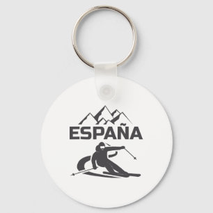 Spain Skier Ski Resort Skiing Vacation Key Ring