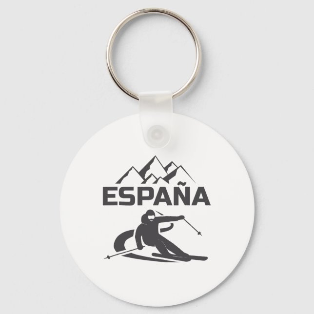 Spain Skier Ski Resort Skiing Vacation  Key Ring (Front)