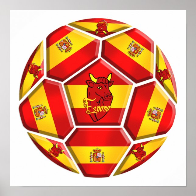 Spain soccer ball La Furia Roja Toro flags Poster (Front)