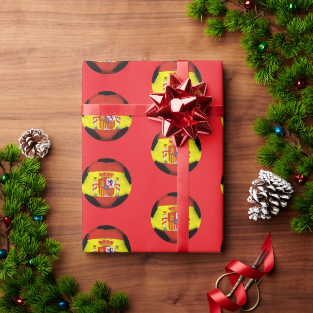 Spain Soccer Ball  Wrapping Paper (Holiday Gift)