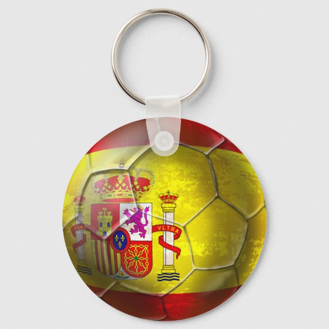 Spain Soccer Grunge ball Spanish flag Key Ring (Front)