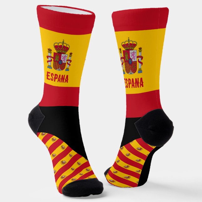 Spain Socks, Spanish flag colours, España / sports Socks (Angled)