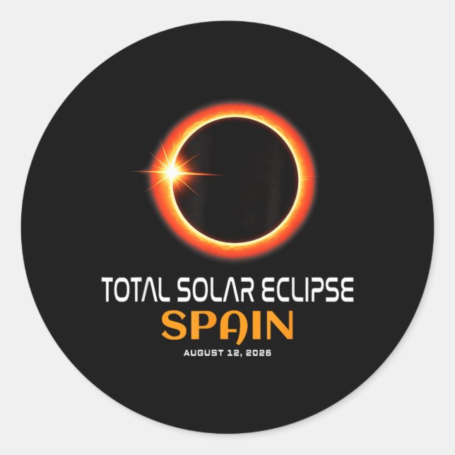 Spain Solar Eclipse 2026 Totality August 12 Classic Round Sticker (Front)