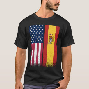 Spain Spanish American Flags Proud USA Spain T-Shirt