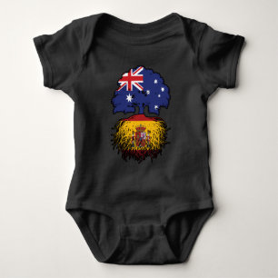 Spain Spanish Australian Australia Tree Roots Flag Baby Bodysuit