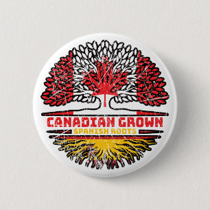 Spain Spanish Canadian Canada Tree Roots Flag 6 Cm Round Badge